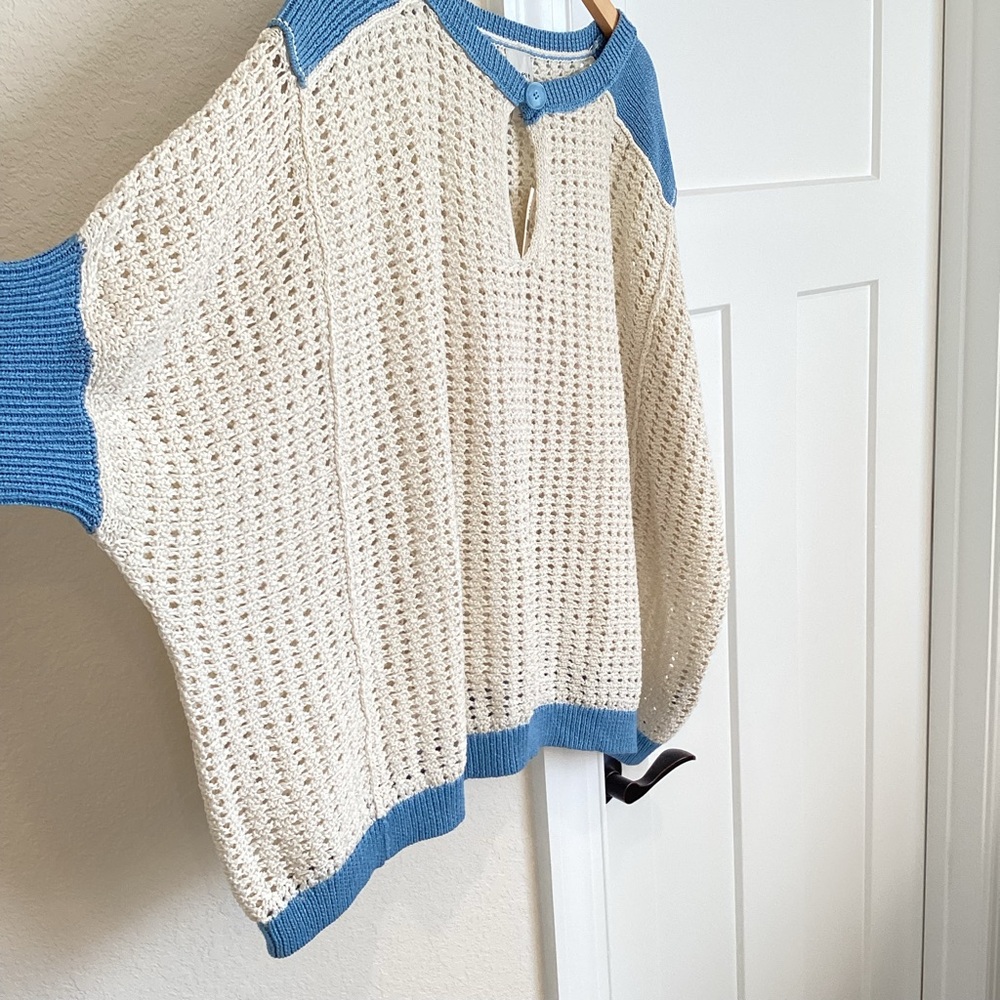 Anthropologie Maeve Keyhole Open-Stitch Sweater Large - Picture 7 of 15